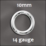 Sterling Silver Open Jump Ring - 10mm, 14 gauge