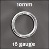 Sterling Silver Open Jump Ring - 10mm, 16 gauge