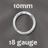 Sterling Silver Open Jump Ring - 10mm, 18 gauge