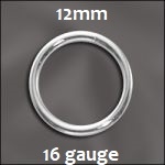 Sterling Silver Open Jump Ring - 12mm, 16 gauge