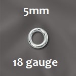 Sterling Silver Open Jump Ring - 5mm, 18ga