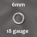 Sterling Silver Open Jump Ring - 6mm, 18 gauge