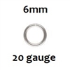 Sterling Silver Open Jump Ring - 6mm, 20 gauge