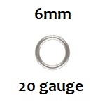 Sterling Silver Open Jump Ring - 6mm, 20 gauge