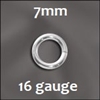 Sterling Silver Open Jump Ring - 7mm, 16 gauge