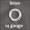 Sterling Silver Open Jump Ring - 8mm, 14 gauge