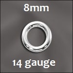 Sterling Silver Open Jump Ring - 8mm, 14 gauge