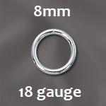 Sterling Silver Open Jump Ring - 8mm, 18 gauge