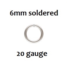 Sterling Silver Soldered Jump Ring - 6mm, 20ga