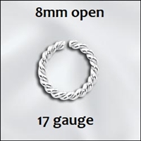 Sterling Silver Twisted Open Jumpring - 8mm, 17g