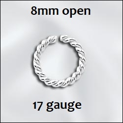 Sterling Silver Twisted Open Jumpring - 8mm, 17g