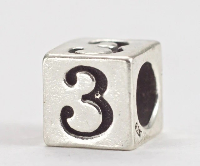 6mm Sterling Silver Number Beads