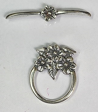 Sterling Silver Triple Flower Toggle