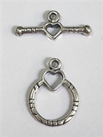 Sterling Silver Round Heart Toggle