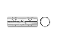 Sterling Silver Large Hole Tube with Closed Diamond Pattern - 5mm x 10mm