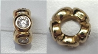 Sterling Large Hole Bead - #175 Vermeil Rondelle with Cubic Zirconia