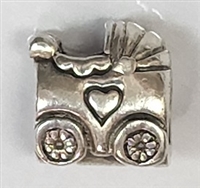Sterling Large Hole Bead - #390 Baby Carriage