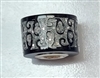 Sterling Large Hole Bead- Silver Glitter & Black Swirl