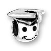 Sterling Large Hole Bead - #339 Smiley Face Graduate
