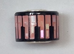 Sterling Large Hole Bead- Pink Mother of Pearl Piano Keys