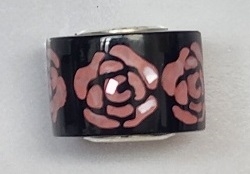 Sterling Large Hole Bead- Pink Mother of Pearl Rose