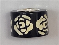 Sterling Large Hole Bead- Off-White Mother of Pearl Rose