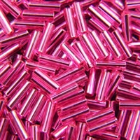 Taiwanese #3 Bugle Bead - Silver Lined Bright Pink #B35P