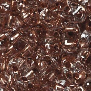 Czech Twin Bead - Crystal Copper Lined