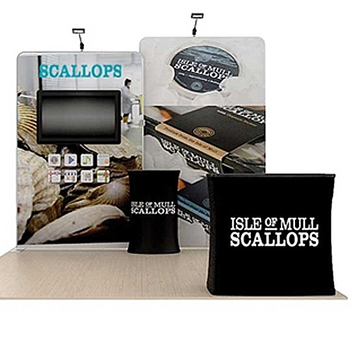 10ft Scallop A Waveline Media Backwall & Case w/ Printed Wrap (Single-Sided Kit)