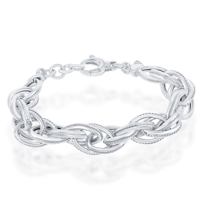 Sterling Silver Multi-Oval Rope Design Bracelet