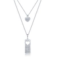 Sterling Silver 2PC Tag Heart Necklace Set