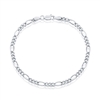 Sterling Silver Designed Figaro Linked Bracelet