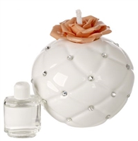 Italian Bone China Peach Flower Diffuser with Swarovski Accents