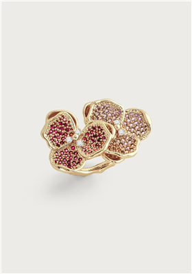 Double Orchid PavÃ© Ring
