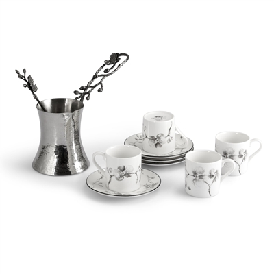 Black Orchid Demitasse Set w/Coffee Pot