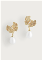 Butterfly With Pearl Drop Earrings