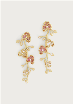 Orchid PavÃ© Fuchsia And Pale Pink Crystal Dangle Earrings