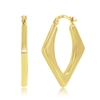 Yellow Gold Diamond-Shaped 30x24mm Hoop Earrings - 14K Gold