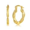 Yellow Gold Designed 18mm Hoop Earrings -14K Gold