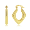 Yellow Gold Diamond-Shaped 22x20mm Hoop Earrings - 14K Gold