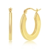 Yellow Gold Oval Hoop Earrings - 14K Gold