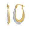 Yellow Gold Diamond-Cut Oval Hoop Earrings - 14K Gold