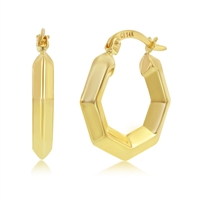 Yellow Gold Geometric 22x20mm Hoop Earrings - 14K Gold