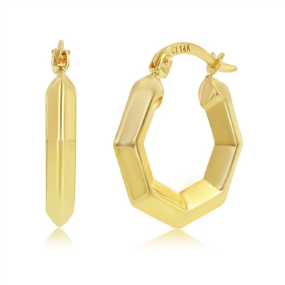 Yellow Gold Geometric 22x20mm Hoop Earrings - 14K Gold