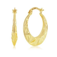 Yellow Gold Textured 20mm Hoop Earrings - 14K Gold