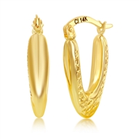Yellow Gold Oval D-C 20x10mm Hoop Earrings - 14K Gold