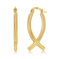 Yellow Gold Twisted Hoop Earrings - 14K Gold
