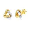 Yellow & White Gold Love Knot 11mm Studs - 14K Gold