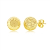 Yellow Gold Lined & Diamond-Cut 10mm Bead Studs - 14K Gold