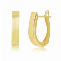 14K Yellow Gold Polished Rectangle 16mm Half Hoop Earrings